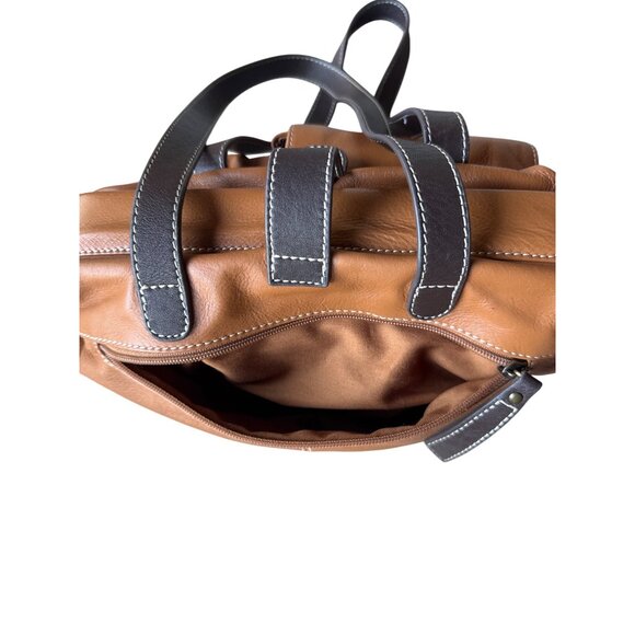 Vintage Y2K North Style Brown Leather Shoulder Tote Bag Purse Satchel Handbag - Picture 5 of 13